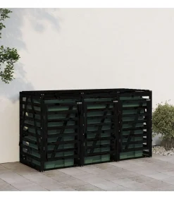 vidaXL Containerberging drievoudig massief grenenhout zwart