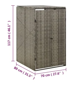 Sale Containerberging enkel 70x80x117 cm poly rattan grijs Manden En Bakken
