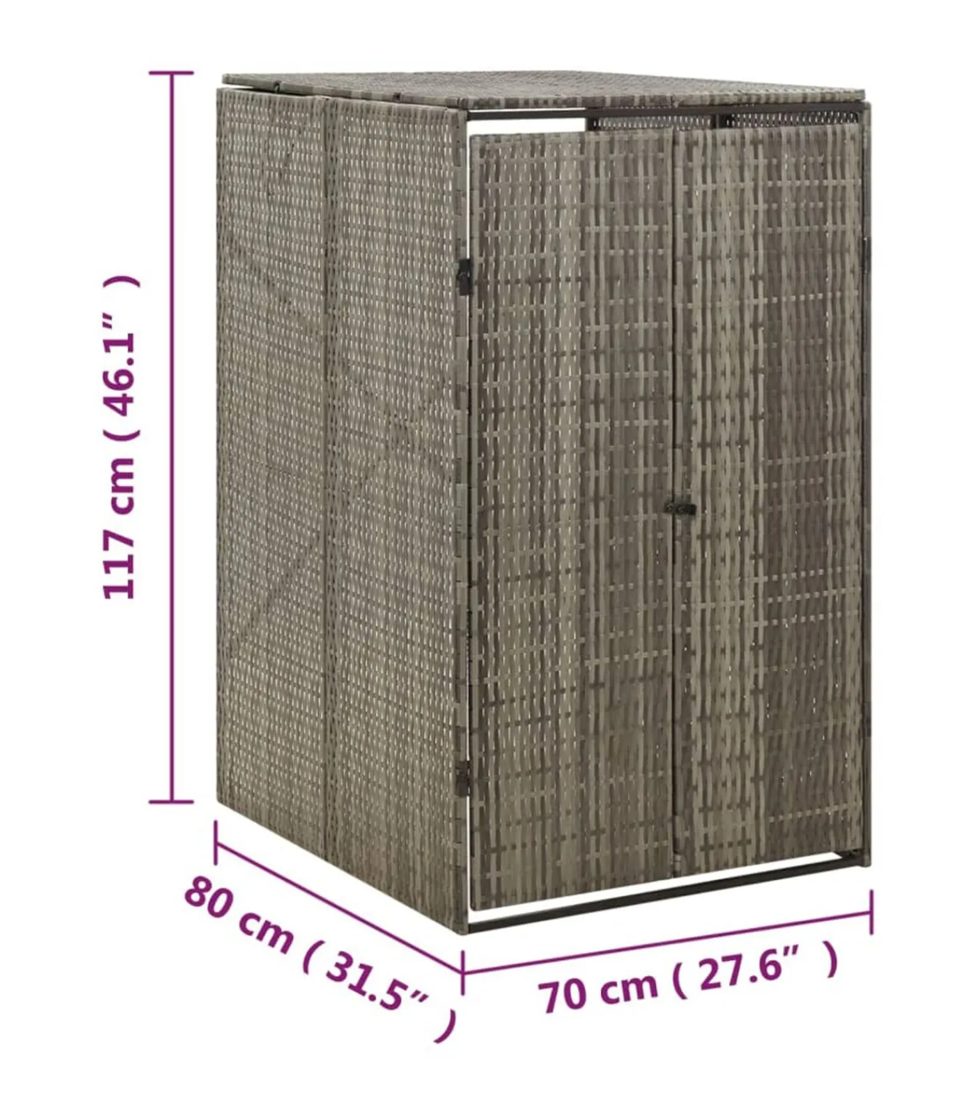 Sale Containerberging enkel 70x80x117 cm poly rattan grijs Manden En Bakken