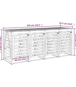 vidaXL Containerberging viervoudig massief grenenhout zwart