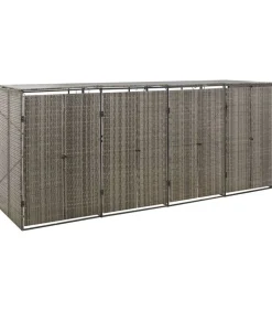 Hot Containerberging viervoudig 274x80x117 cm poly rattan grijs Manden En Bakken
