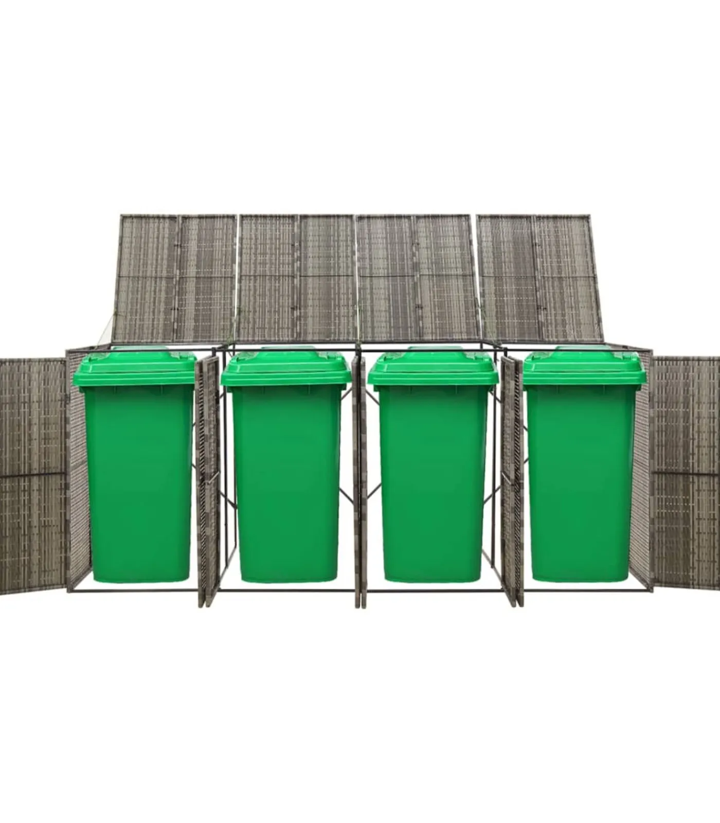 Hot Containerberging viervoudig 274x80x117 cm poly rattan grijs Manden En Bakken