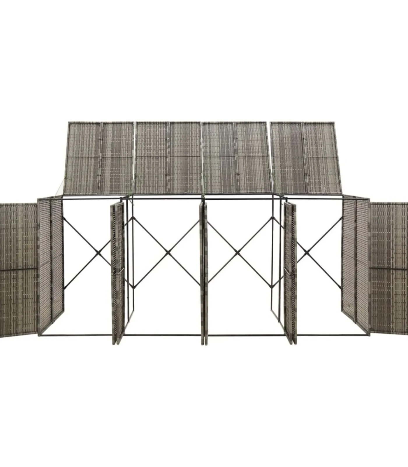 Hot Containerberging viervoudig 274x80x117 cm poly rattan grijs Manden En Bakken