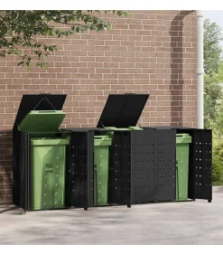 Clearance Containerberging voor 4 containers 276x79x117 cm staal zwart Manden En Bakken