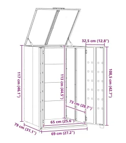 vidaXL Containerberging voor 1 container 69x79x117 cm staal grijs