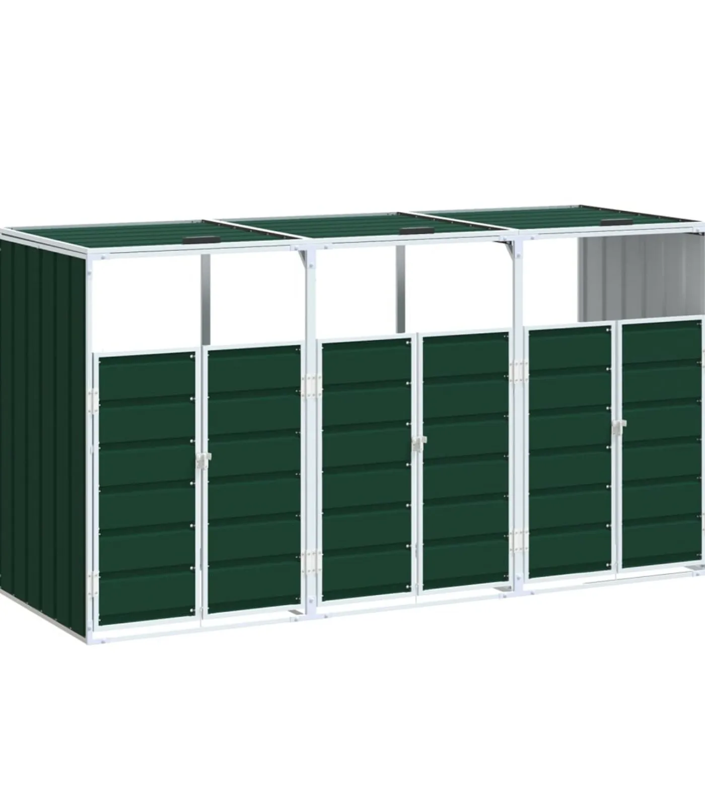 New Containerberging voor 3 containers 216x81x115 cm staal groen Manden En Bakken