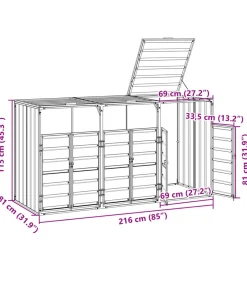 New Containerberging voor 3 containers 216x81x115 cm staal groen Manden En Bakken
