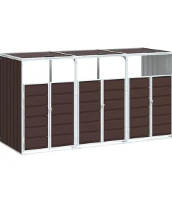 vidaXL Containerberging voor 3 containers 216x81x115 cm staal bruin