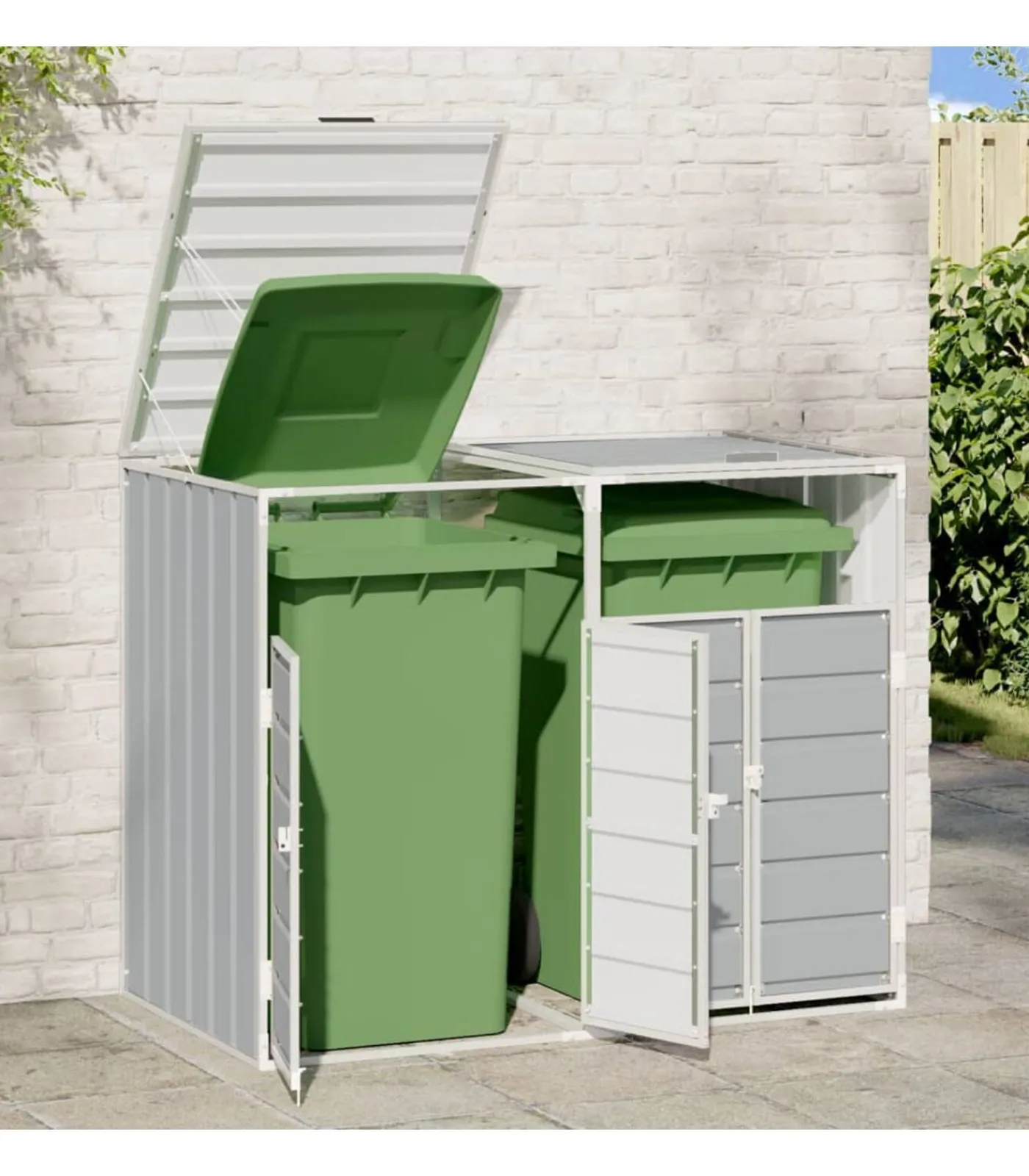 Containerberging voor 2 containers 144x81x113 cm staal grijs Manden En Bakken