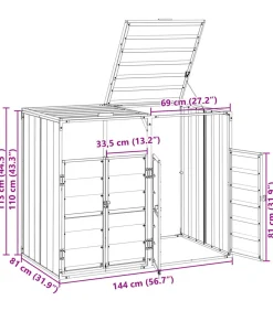 vidaXL Containerberging voor 2 containers 144x81x113 cm staal bruin