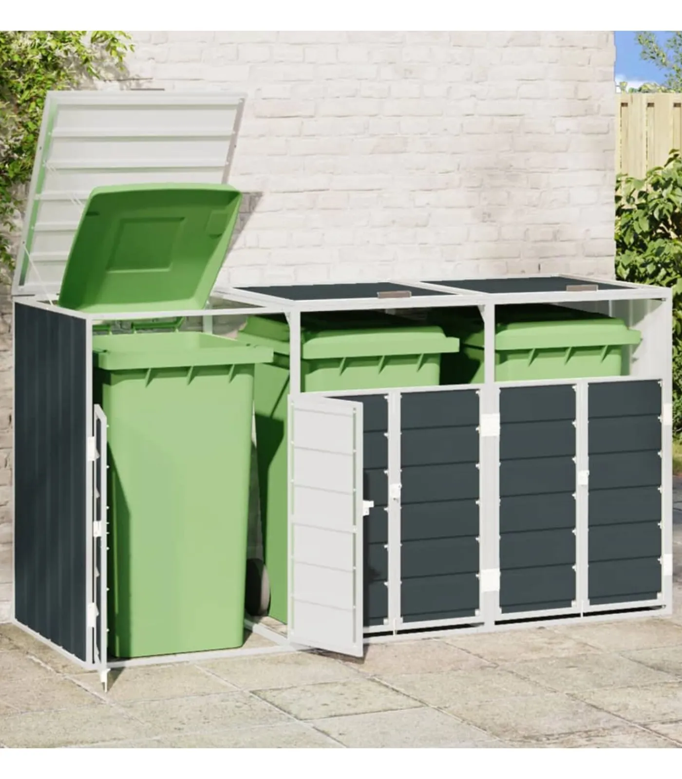 New Containerberging voor 3 containers 216x81x115cm staal antraciet Manden En Bakken