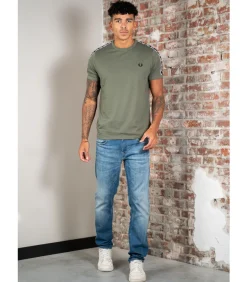 Contrast tape ringer t-shirt - laurel wreath black Heren T-Shirts & Polo's