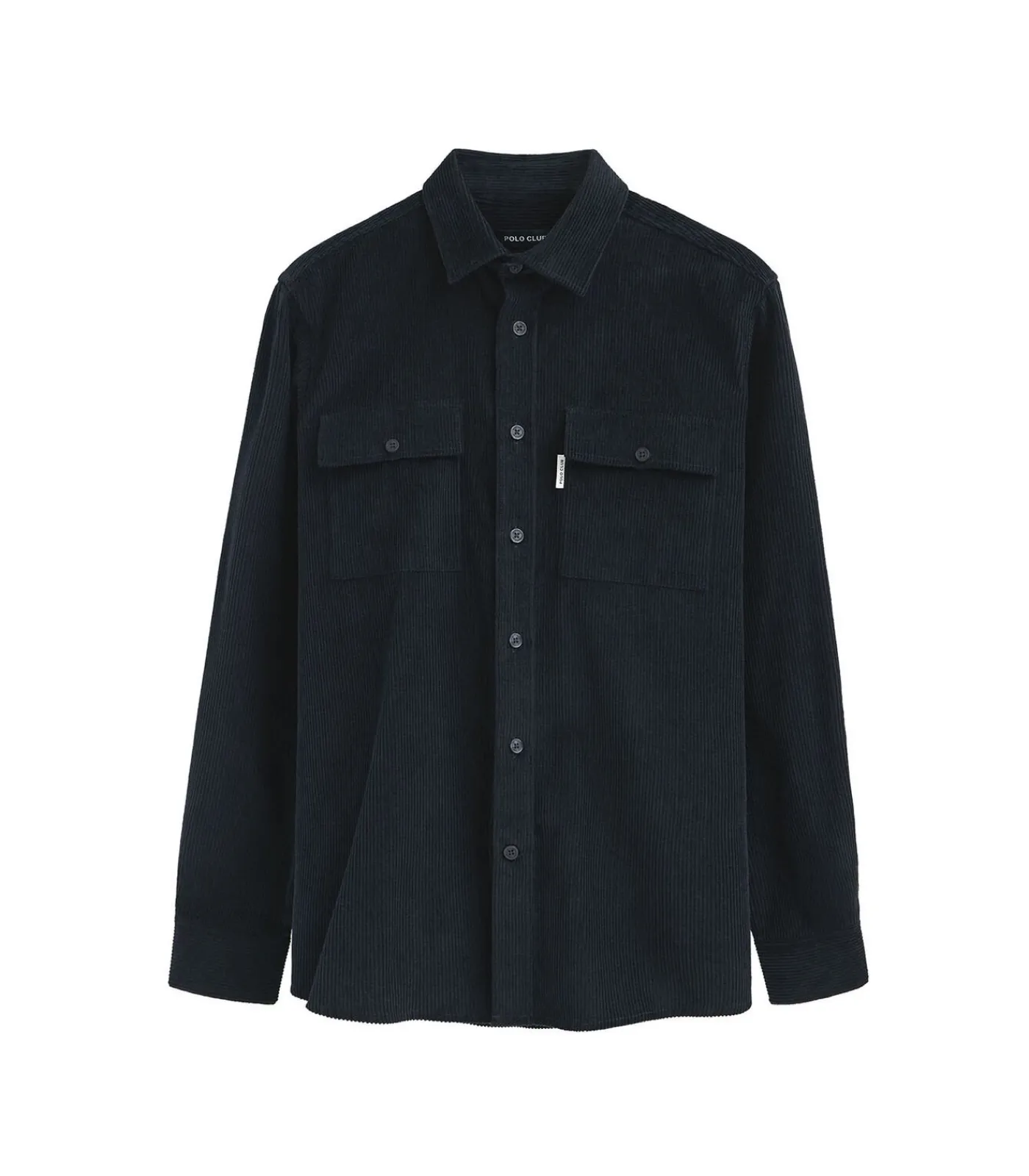 Clearance Corduroy hemd in marineblauw met Franse kraag en -logo Heren Hemden