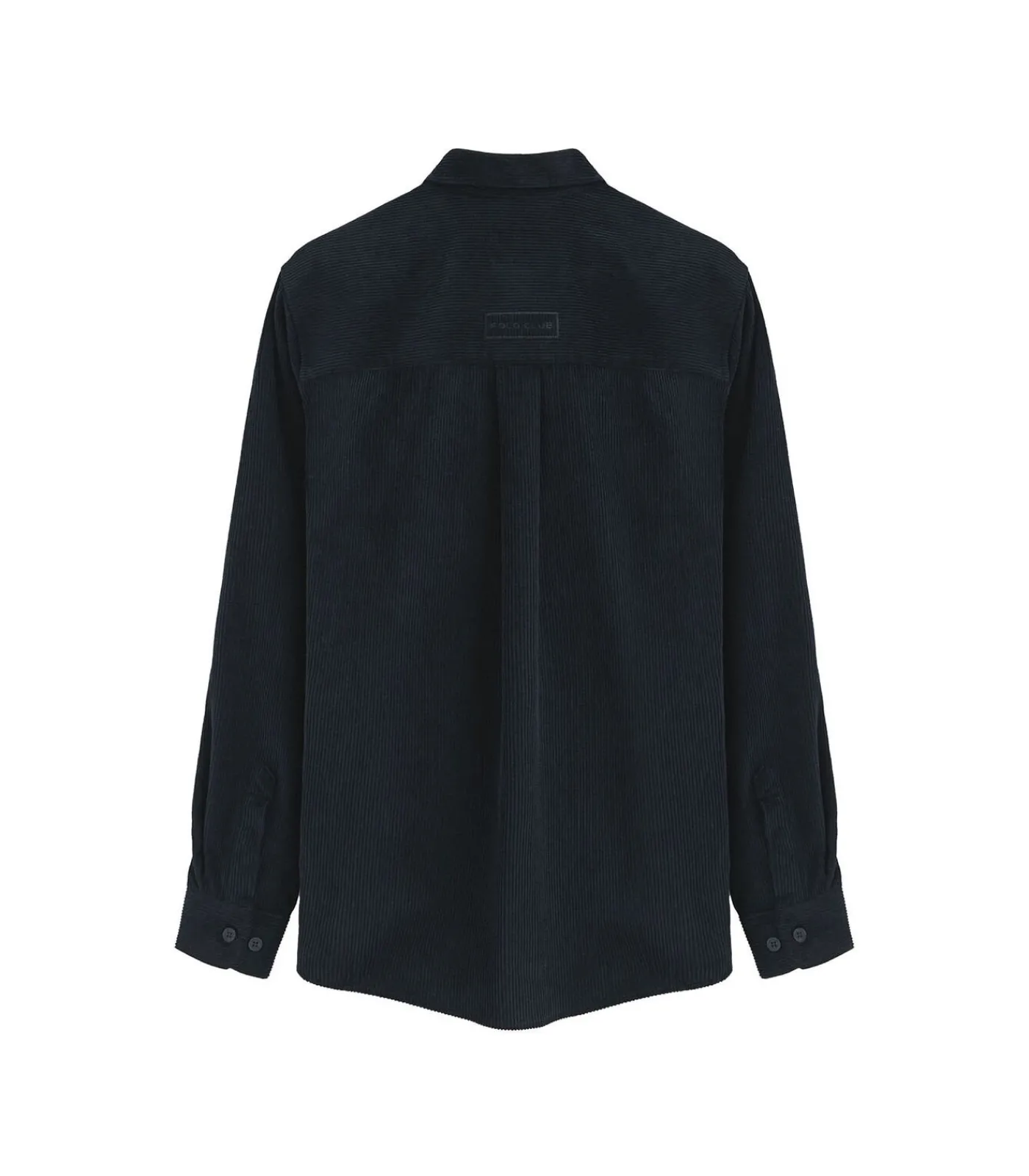 Clearance Corduroy hemd in marineblauw met Franse kraag en -logo Heren Hemden