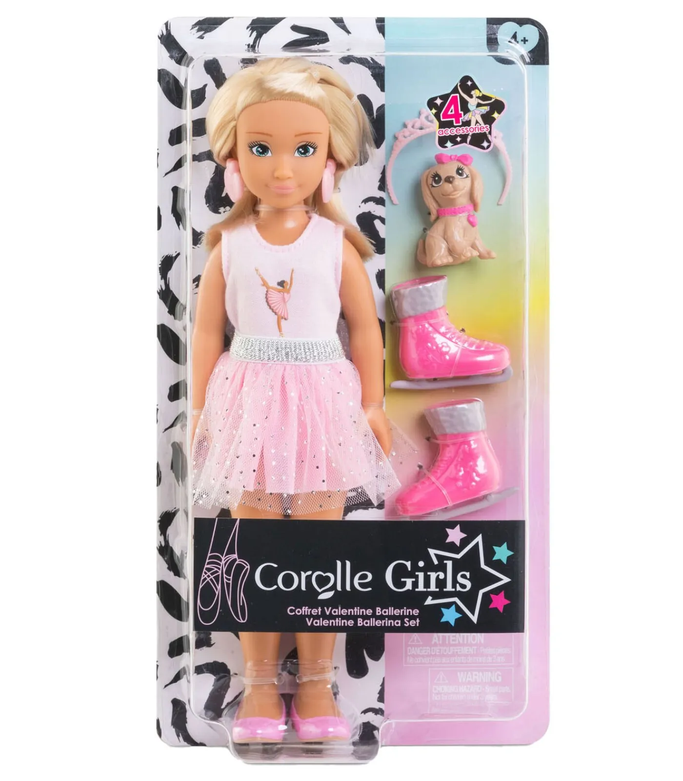 Kinderen Corolle modepop ballerina Valentine met accessoires en hond Tutu