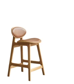 Tikamoon Counterstoel Maia in massief eikenhout en leer