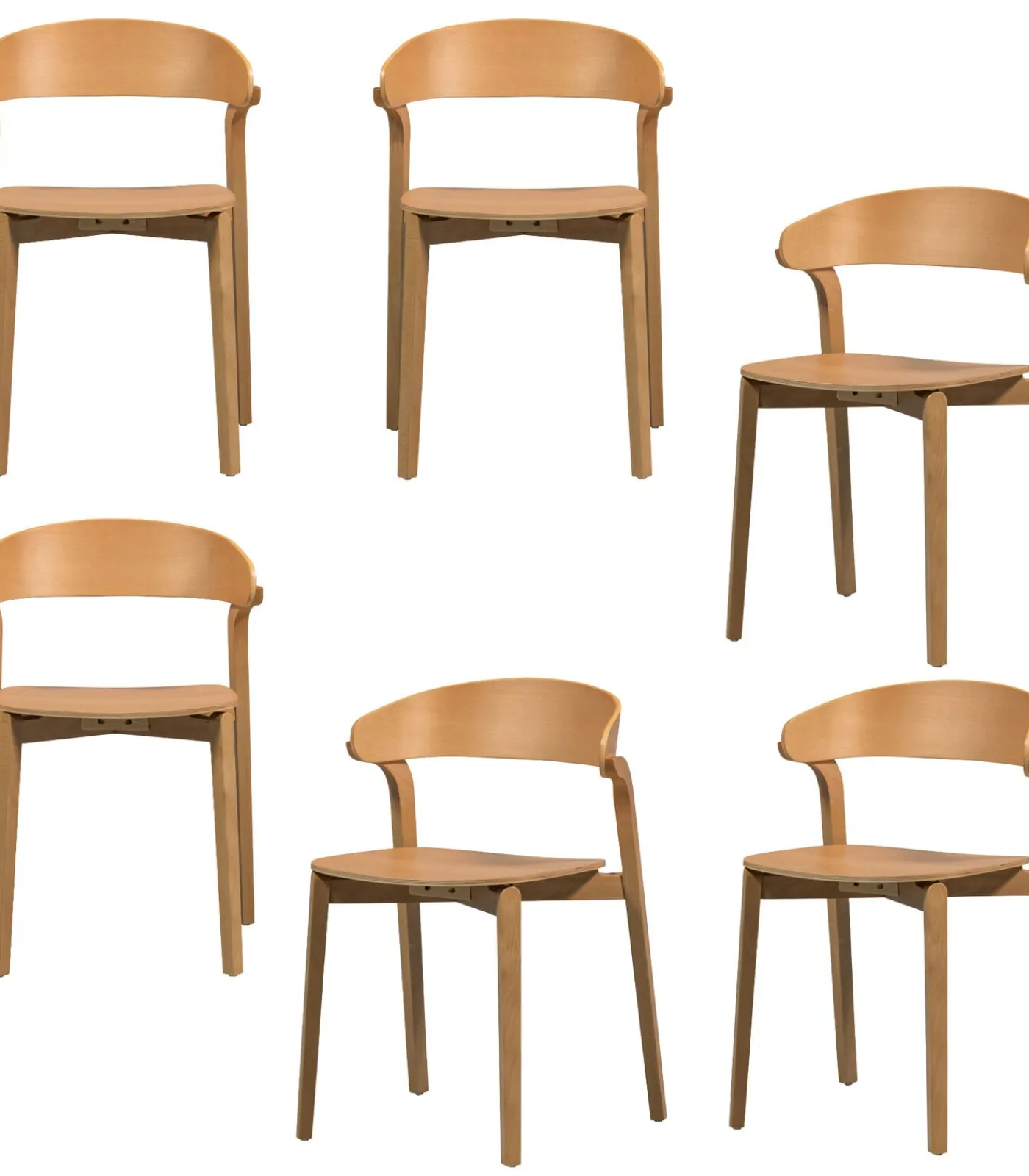 WOOOD Cras Eetkamerstoelen - Essenhout - Naturel - Set van 6