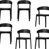 WOOOD Cras Eetkamerstoelen - Essenhout - Zwart - Set van 6