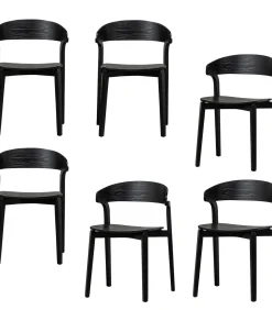 WOOOD Cras Eetkamerstoelen - Essenhout - Zwart - Set van 6