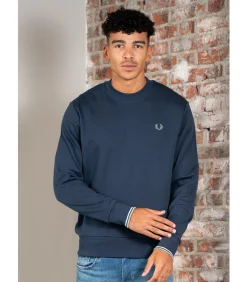 Heren Fred Perry Crew neck sweatshirt - dark airforce light ice bayleaf