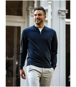 Best Crew Zip Merino Navy Heren Truien & Cardigans
