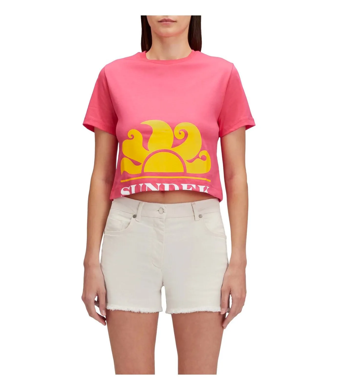 New Cropped T-Shirt With Maxi Logo Print DAMES Badmode