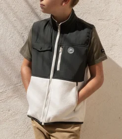 Online CRUMB - Mouwloze jas met ritssluiting, opstaande kraag en contrasterende inzetstukken Kinderen Truien & Vesten