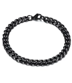 Heren TrendFox Cuban Link Heren Armband - Dikke Schakel - 7mm - Zwart