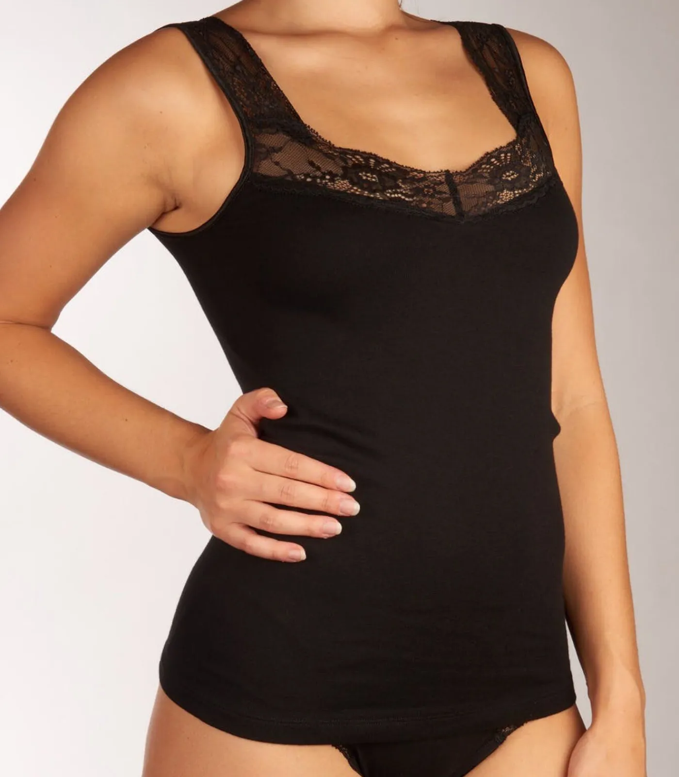 DAMES Ten Cate Dames hemd kant / Singlet Lace - 32291 - Kanten vrouwen onderhemd - Brede bandjes - Biologisch katoen