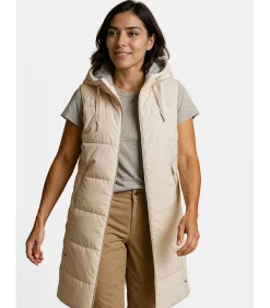 DAMES J&JOY Dames lange mouwloze jas met capuchon