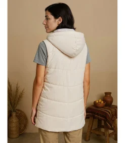 DAMES J&JOY Dames lange mouwloze jas met capuchon