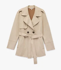 DAMES Koton Dames Trenchcoat Kunstsuède Lang Ceintuur