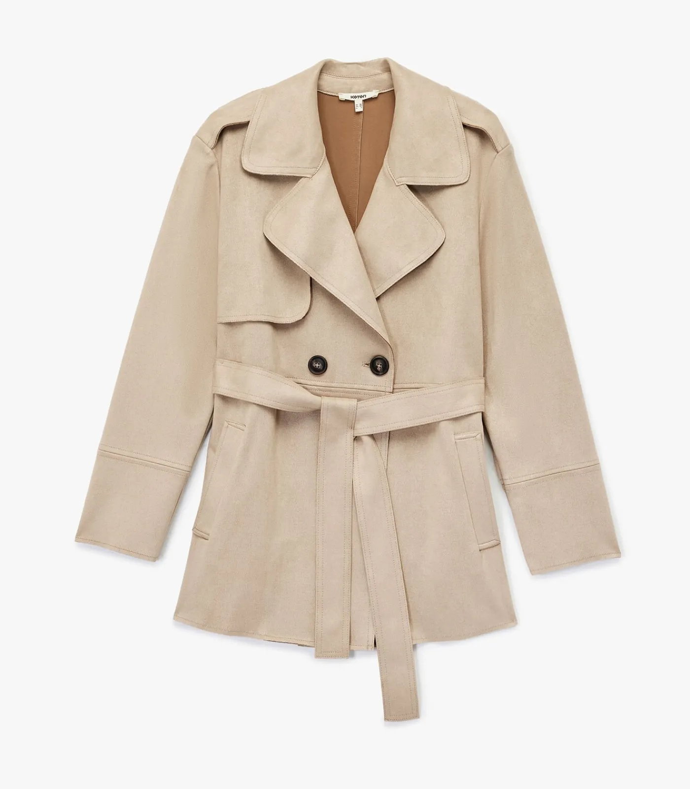 DAMES Koton Dames Trenchcoat Kunstsuède Lang Ceintuur