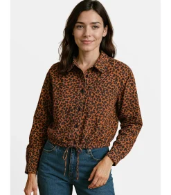 DAMES J&JOY Damesblouse met luipaardprint en zakken