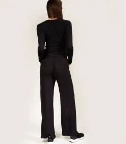 DAMES ISOTONER Damesbroek in ribgebreide wijde pijpen Zwart