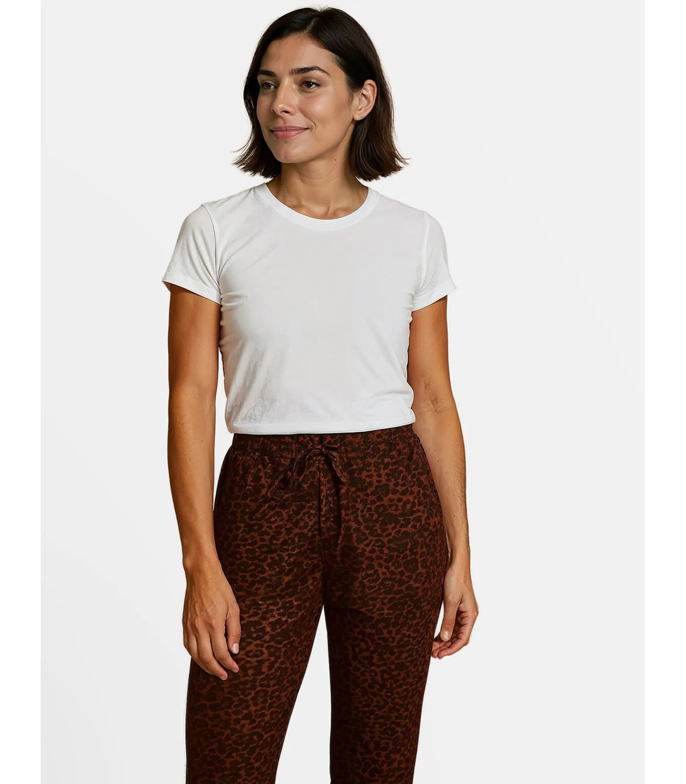 New Damesbroek met luipaardprint en strikceintuur DAMES Broeken & Shorts