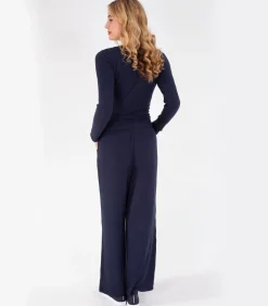 DAMES ISOTONER Damesbroek met wijde pijpen Navy