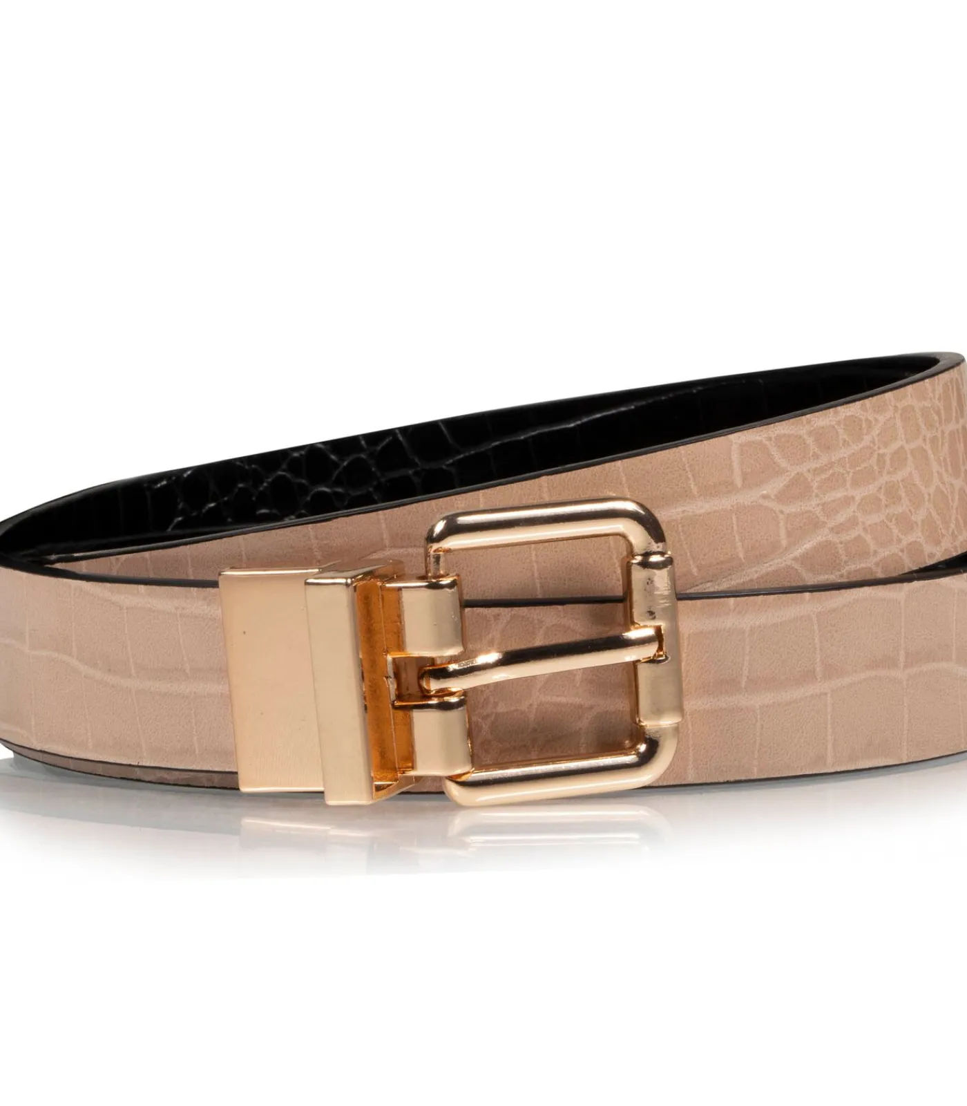 DAMES ISOTONER Damesriem 2 in 1 Zwart en Beige