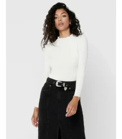 DAMES Only Dames-T-shirt Emma met lange mouwen - Col Montant