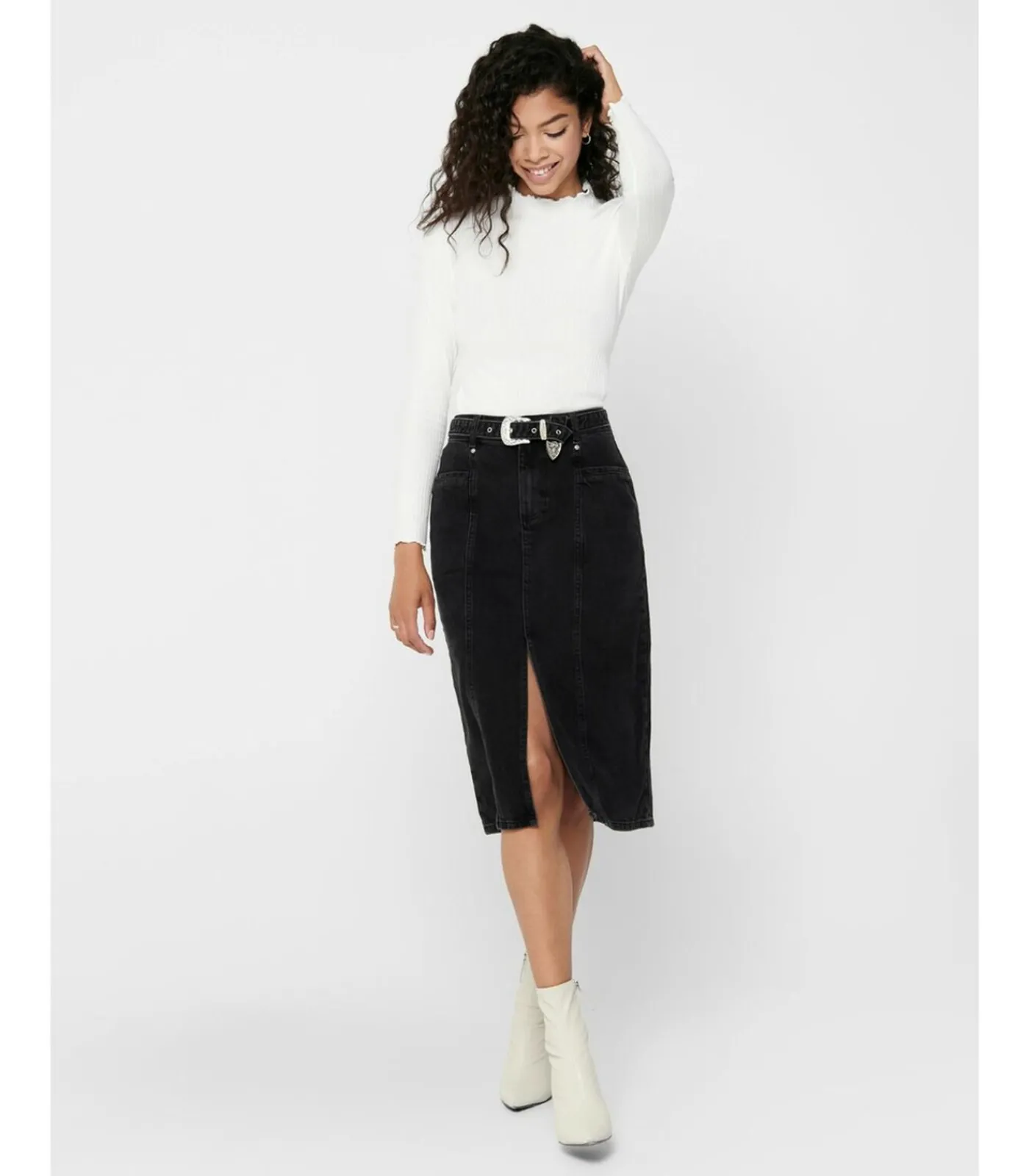 DAMES Only Dames-T-shirt Emma met lange mouwen - Col Montant