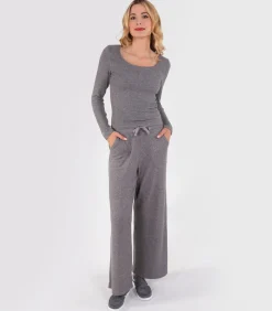 Hot Dames-T-shirt met vierkante hals Heather grijs DAMES Loungewear