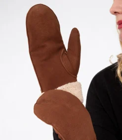 Sale Dameswanten van cognac imitatiebontleder DAMES Handschoenen