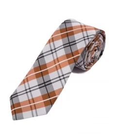 Heren Shirts & co Das slimline schotse ruit grijs bruin