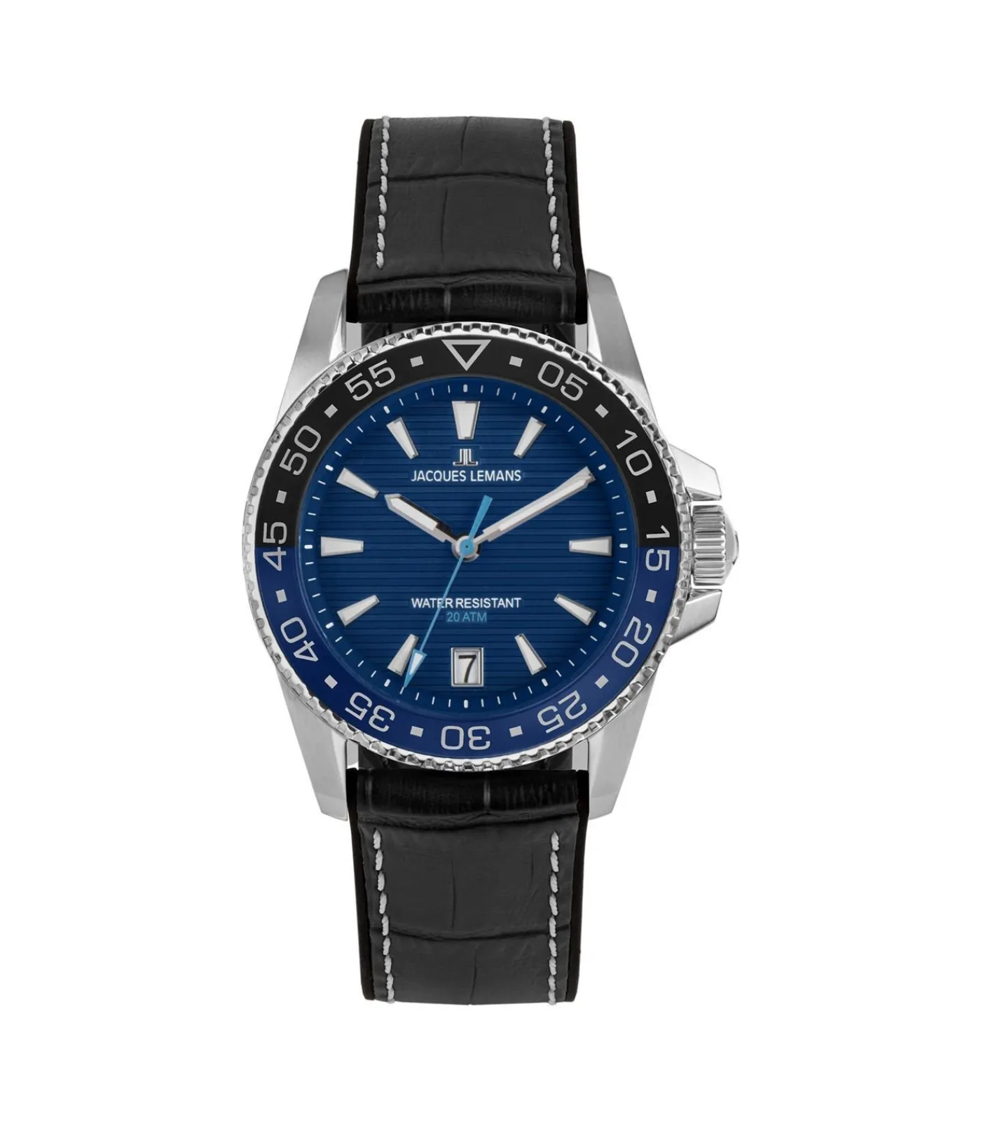 Heren Jacques Lemans Datum horloge Liverpool Diver Blue - Black