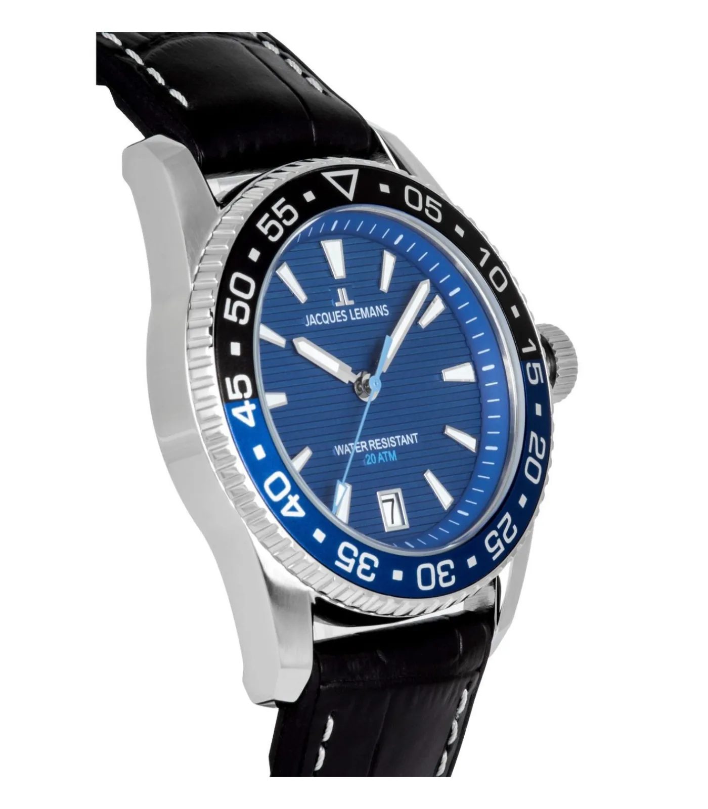 Heren Jacques Lemans Datum horloge Liverpool Diver Blue - Black