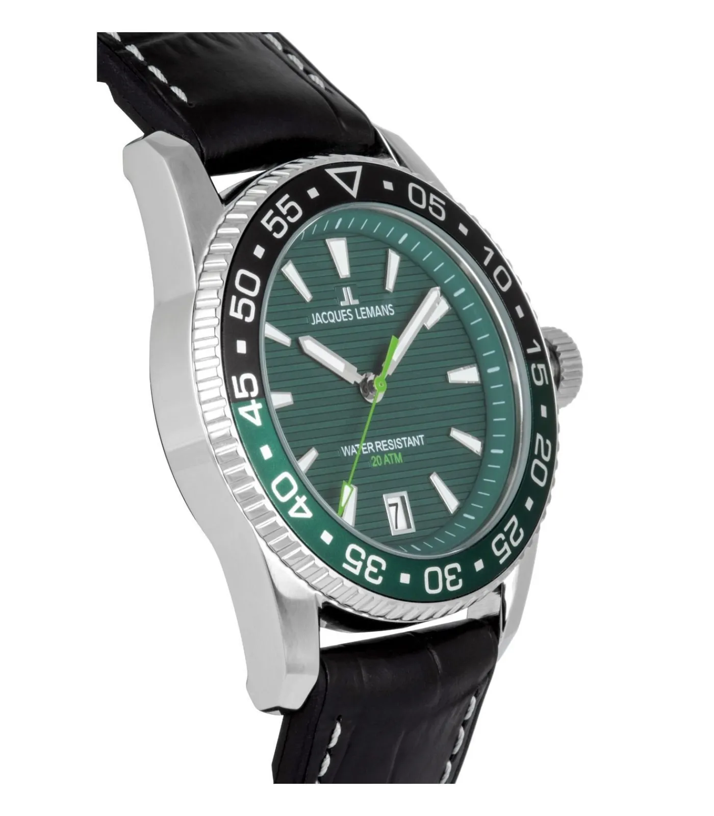 Heren Jacques Lemans Datum horloge Liverpool Diver Green - Black