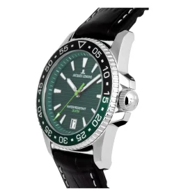 Heren Jacques Lemans Datum horloge Liverpool Diver Green - Black