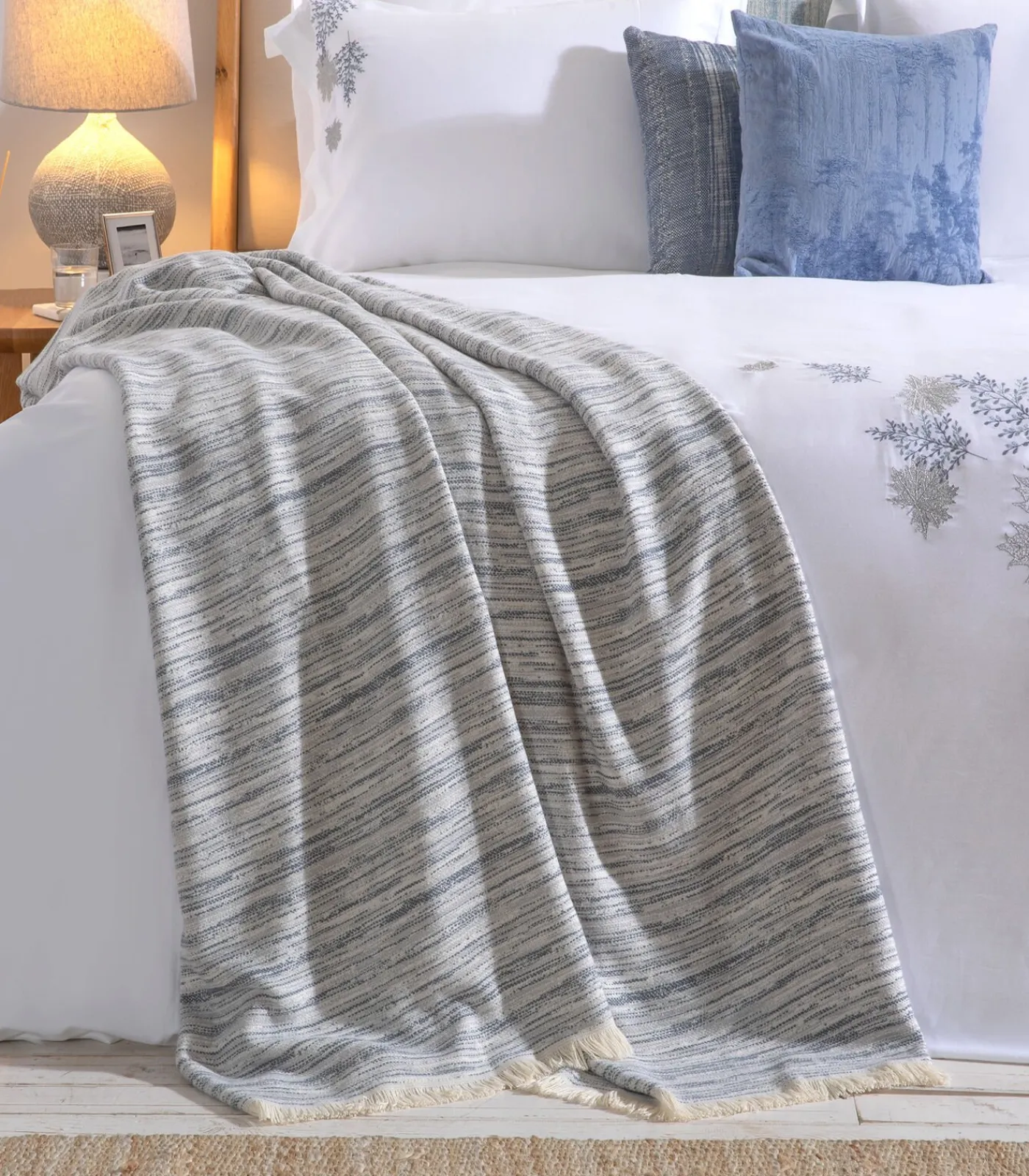 Deken 2 personen Melange 200x220 cm Lichtblauw Bedspreien