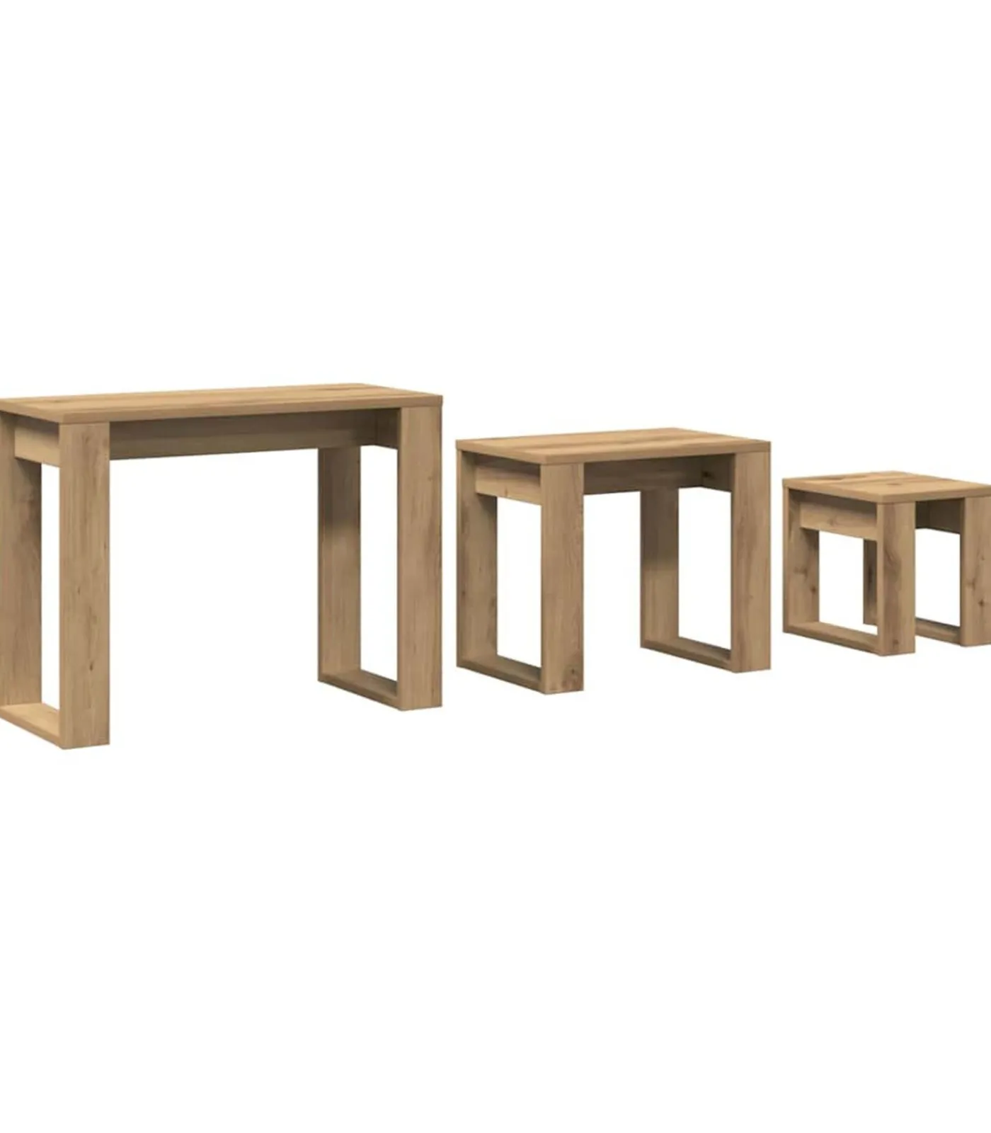 vidaXL 3-delige Bijzettafelset bewerkt hout artisanaal eikenkleur