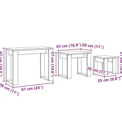 vidaXL 3-delige Bijzettafelset bewerkt hout artisanaal eikenkleur